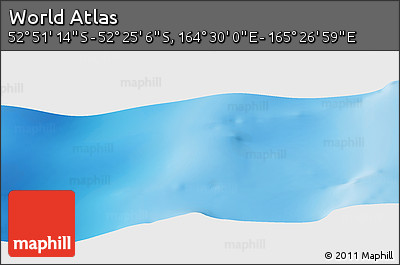 Shaded Relief Panoramic Map of the Area around 52° 38' 10" S, 164° 58' 29" E
