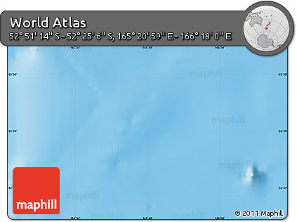 Physical Map of the Area around 52° 38' 10" S, 165° 49' 29" E