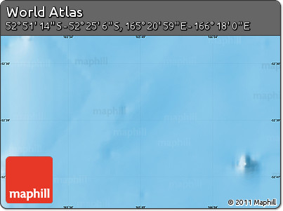Physical Map of the Area around 52° 38' 10" S, 165° 49' 29" E