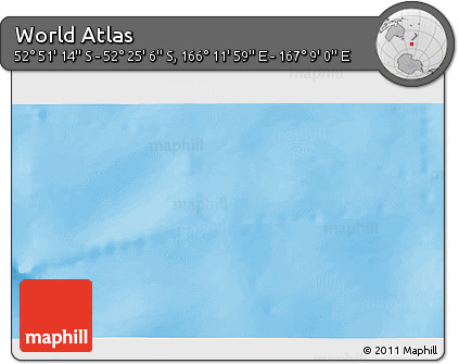Shaded Relief 3D Map of the Area around 52° 38' 10" S, 166° 40' 30" E