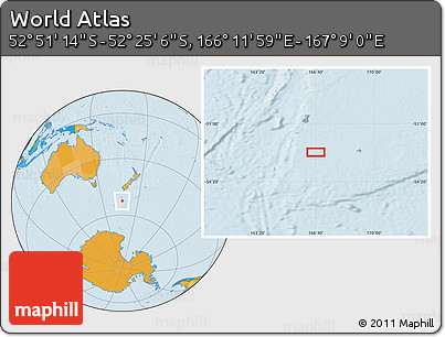 Political Location Map of the Area around 52° 38' 10" S, 166° 40' 30" E