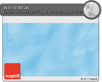 Shaded Relief 3D Map of the Area around 52° 38' 10" S, 167° 31' 30" E