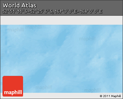 Shaded Relief 3D Map of the Area around 52° 38' 10" S, 167° 31' 30" E