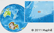 Physical Location Map of the area around 52° 38' 10" S, 168° 22' 30" E