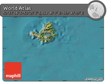 Satellite Map of the Area around 52° 38' 10" S, 169° 13' 29" E