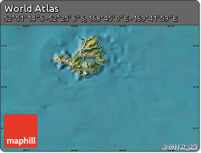 Satellite Map of the Area around 52° 38' 10" S, 169° 13' 29" E