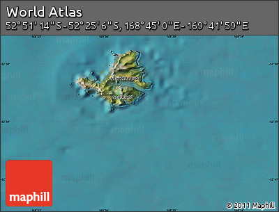 Satellite Map of the Area around 52° 38' 10" S, 169° 13' 29" E
