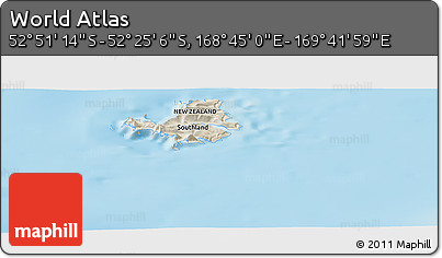 Shaded Relief Panoramic Map of the Area around 52° 38' 10" S, 169° 13' 29" E