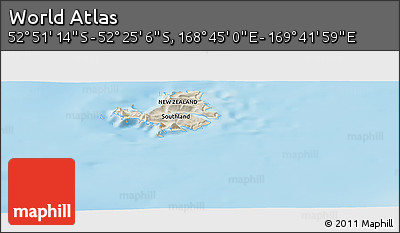 Shaded Relief Panoramic Map of the Area around 52° 38' 10" S, 169° 13' 29" E
