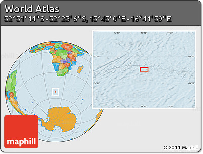 Political Location Map of the Area around 52° 38' 10" S, 16° 13' 30" E
