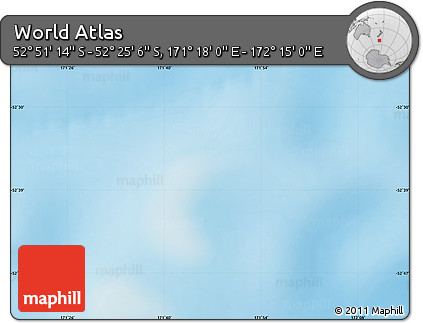 Physical Map of the Area around 52° 38' 10" S, 171° 46' 30" E
