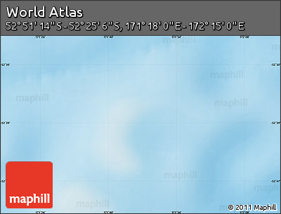 Physical Map of the Area around 52° 38' 10" S, 171° 46' 30" E