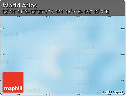 Physical Map of the Area around 52° 38' 10" S, 171° 46' 30" E