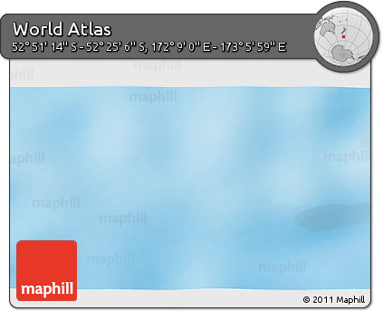 Shaded Relief 3D Map of the Area around 52° 38' 10" S, 172° 37' 30" E