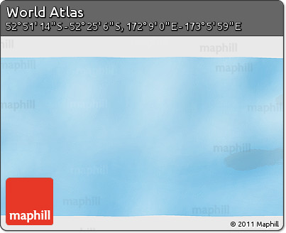 Shaded Relief 3D Map of the Area around 52° 38' 10" S, 172° 37' 30" E