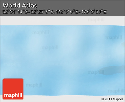 Shaded Relief 3D Map of the Area around 52° 38' 10" S, 172° 37' 30" E