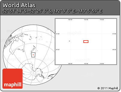 Blank Location Map of the Area around 52° 38' 10" S, 172° 37' 30" E