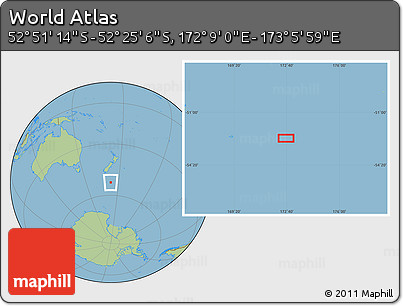 Savanna Style Location Map of the Area around 52° 38' 10" S, 172° 37' 30" E