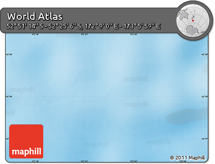 Physical Map of the Area around 52° 38' 10" S, 172° 37' 30" E