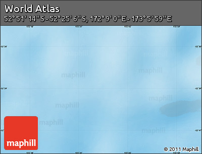 Physical Map of the Area around 52° 38' 10" S, 172° 37' 30" E