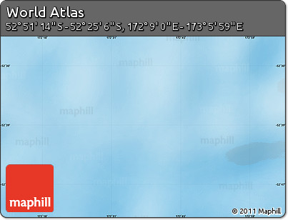 Physical Map of the Area around 52° 38' 10" S, 172° 37' 30" E