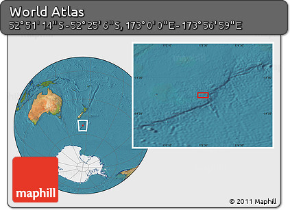 Satellite Location Map of the Area around 52° 38' 10" S, 173° 28' 29" E