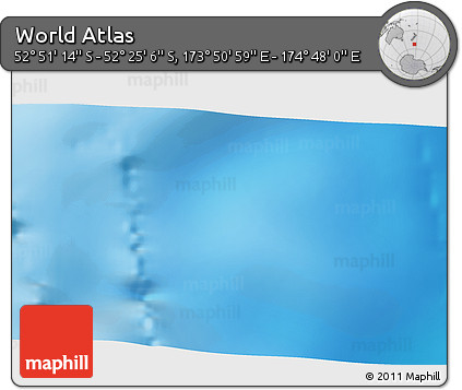 Shaded Relief 3D Map of the Area around 52° 38' 10" S, 174° 19' 29" E