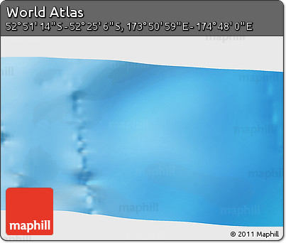 Shaded Relief 3D Map of the Area around 52° 38' 10" S, 174° 19' 29" E