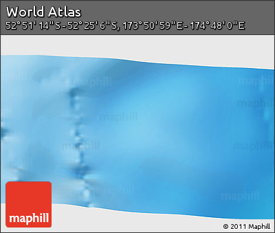 Shaded Relief 3D Map of the Area around 52° 38' 10" S, 174° 19' 29" E