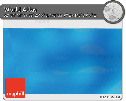 Shaded Relief 3D Map of the Area around 52° 38' 10" S, 176° 1' 30" E