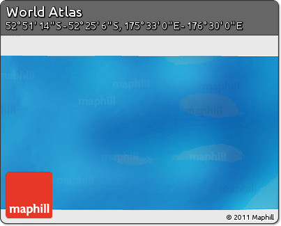 Shaded Relief 3D Map of the Area around 52° 38' 10" S, 176° 1' 30" E