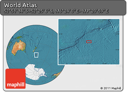 Satellite Location Map of the Area around 52° 38' 10" S, 176° 52' 30" E