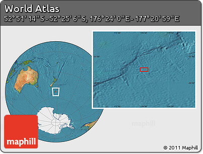 Satellite Location Map of the Area around 52° 38' 10" S, 176° 52' 30" E