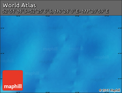 Physical Map of the Area around 52° 38' 10" S, 176° 52' 30" E