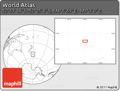 Blank Location Map of the Area around 52° 38' 10" S, 178° 34' 29" E
