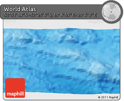 Shaded Relief 3D Map of the Area around 52° 38' 10" S, 19° 37' 30" E