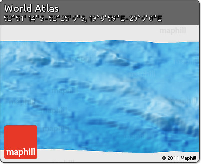 Shaded Relief 3D Map of the Area around 52° 38' 10" S, 19° 37' 30" E