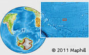 Physical Location Map of the area around 52° 38' 10" S, 19° 28' 30" W