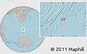 Gray Location Map of the area around 52° 38' 10" S, 29° 49' 30" E, hill shading