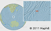 Savanna Style Location Map of the area around 52° 38' 10" S, 29° 49' 30" E, hill shading