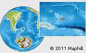 Physical Location Map of the area around 52° 38' 10" S, 32° 13' 30" W