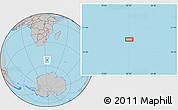 Gray Location Map of the area around 52° 38' 10" S, 33° 13' 30" E