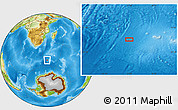 Physical Location Map of the area around 52° 38' 10" S, 37° 28' 30" E
