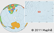 Political Location Map of the area around 52° 38' 10" S, 37° 28' 30" E