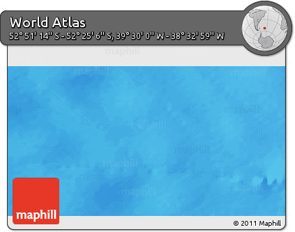 Physical 3D Map of the Area around 52° 38' 10" S, 39° 1' 29" W