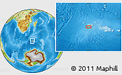 Physical Location Map of the area around 52° 38' 10" S, 40° 52' 30" E