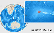 Shaded Relief Location Map of the area around 52° 38' 10" S, 41° 43' 30" E