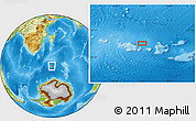 Physical Location Map of the area around 52° 38' 10" S, 45° 58' 30" E