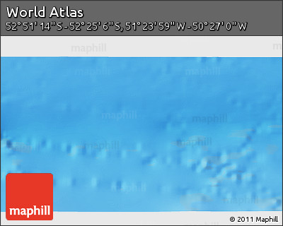Physical 3D Map of the Area around 52° 38' 10" S, 50° 55' 29" W