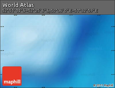 Physical Map of the Area around 52° 38' 10" S, 51° 4' 30" E